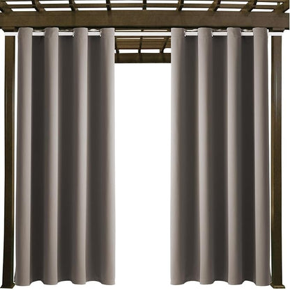 Waterproof Outdoor Curtain W52 x L63 - Grommet Top Sunlight Blocking Window Treatment Drapes Blackout Curtains for Home Bedroom Living Room Outdoor Patio Porch Pergola (Taupe, 2 Panels)