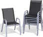 Patio Chairs Set of 6, Easily Set Up Stackable Outdoor Dining Chairs with High Back and Wide Seat, All Weather Breathable Outdoor Chairs Set of 6 with Metal Frame for Backyard Deck Pool, Black