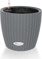 Dexceder 9x8 Inches Rattan Self Watering Planter Indoor Outdoor, Inner Pot Design, Thickened Table Flower Plant Pot with Water Level Indicator (Deep Gray)