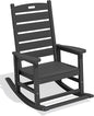 SERWALL Outdoor Rocking Chair, Oversized Rocking Chair with Footrest for Adults, HDPE All Weather Resistant Rocking Chairs for Patio, 350lbs Weight Capacity, Gray