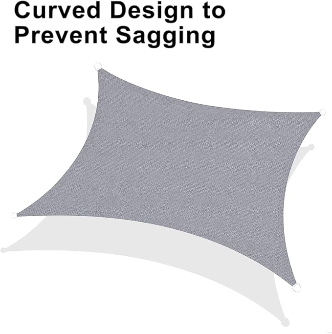 LOVE STORY Custom Size 14'x14' Silver Grey Sun Shade Sail Rectangle UV Block Canopy Patio Sail Sunshades Fabric for Outdoor Garden Carport (We Make Custom Size)