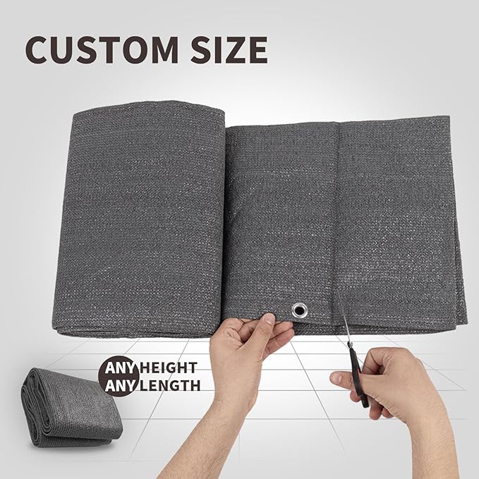 LOVE STORY Custom Size 2'6''x20' Dark Grey Balcony Privacy Screen,UV Block Privacy Fence Screen,90% Shield for Outdoor Pool Garden Apartment Railing