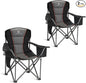 ALPHA CAMP Heavy Duty Camping Chair 500LBS Capacity, Oversized Folding Chair for Heavy People, Padded Portable Outdoor Chair with Cooler Bag & Cup Holder for Camping, Fishing, Beach
