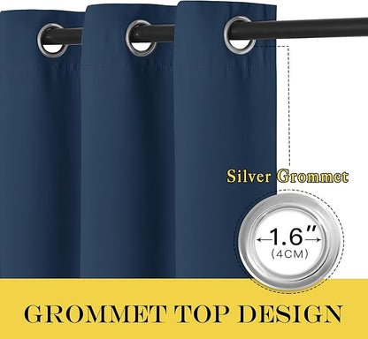 NICETOWN Blackout Curtains 72 inches Long, Grommet Privacy Window Thermal Insulated Room Darkening Sliding Glass Door Drape for Bedroom Living Room, 1 Panel, W100 x L72, Moroccan Blue