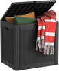 EasyUp 34 Gallon Resin Deck Box Waterproof, UV Resistant Outdoor Storage Box for Delivery, Garden, Patio,and Porch, Rattan Black