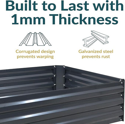 Sunnydaze 11.75" H Raised Metal Garden Bed - Galvanized Raised Garden Bed Outdoor for Vegetables and Flowers - Dark Gray - 4' x 3' Rectangle