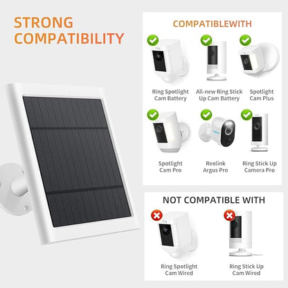Solar Panel for Ring Camera, 3 Pack 4W Solar Charger Compatible with Rings Spotlight &All-New Stick Up Outdoor Cam Battery, 10ft Long Cable with USB-C to Ring Barrel Plug Adapter