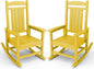 KINGYES Outdoor Rocking Chair Set of 2, High Density Polyethylene Patio Rocking Chairs with 330lbs Support for Adults, Yellow