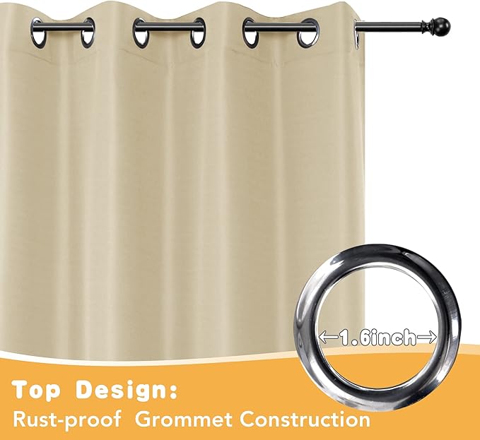 HolidayIdeas Outdoor Curtains for Patio Waterproof, 2 Panels - 84 x 120 Inch - Privacy Protection & Light Filtering Curtains Grommet Outside Curtains for Porch, Gazebo, Pergola, Backyard (Cream)