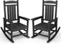 KINGYES Outdoor Rocking Chair Set of 2, High Density Polyethylene Patio Rocking Chairs with 330lbs Support for Adults, Black