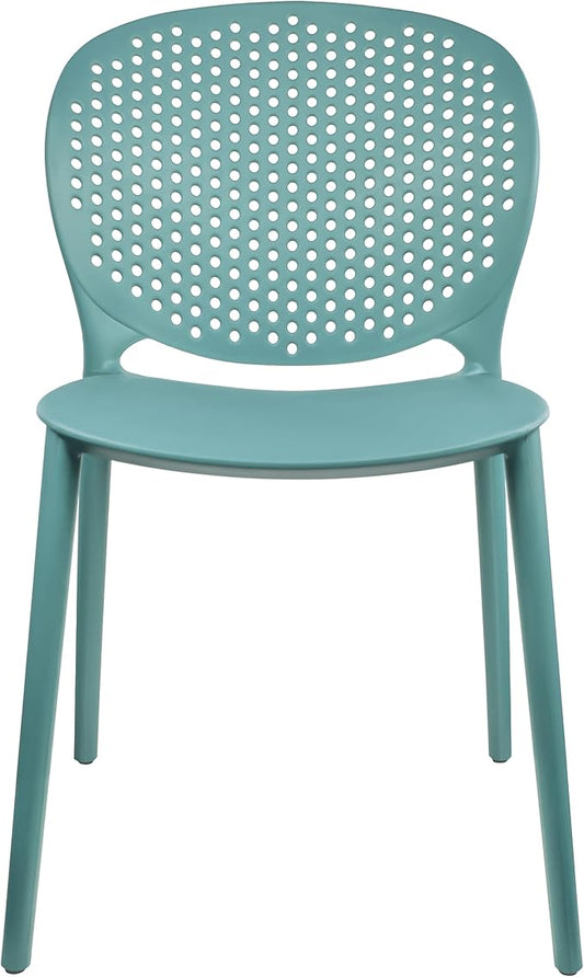 2xhome Modern Pool Patio Chair, Stackable Dining Side Chair for Indoor Outdoor Kitchen Living Room Restaurant, Blue