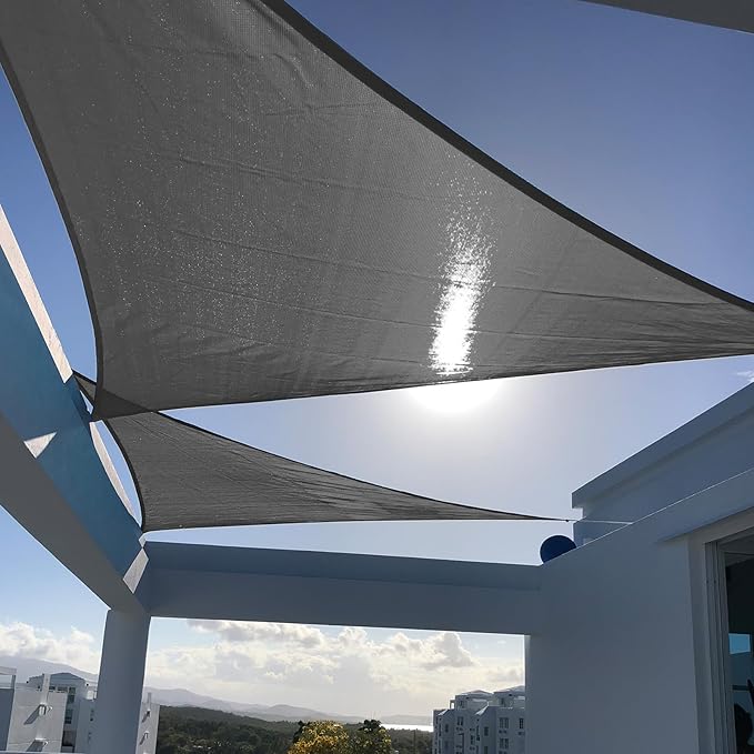 SUNNY GUARD Sun Shade Sail 8' X 8' X 8' Triangle Dark Grey UV Block Sunshade for Backyard Yard Deck Patio Garden Outdoor Activities and Facility(We Make Custom Size)