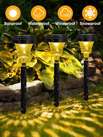 ROOR Solar Pathway Lights 8 Pack, Outdoor Solar Yard Lights, RGB Color Changing+Warm White, IP67 Waterproof for Garden Path Backyard Christmas Lawn Landscape Decorative
