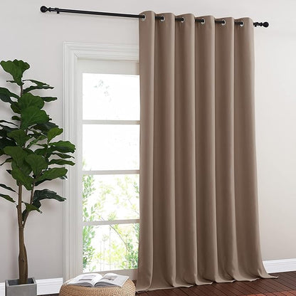 NICETOWN Blackout Blinds for Patio Door, Sliding Door Insulated Blackout Curtains, Extra Wide Curtain with Grommet Top for Villa/Hall/Parlor (Cappuccino, 1 Panel, 80” W x 108“ L)