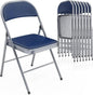 VINGLI 8 Pack Folding Chairs with Padded Seats, Metal Frame with Pu Leather Seat & Back, Capacity 350 lbs, Blue