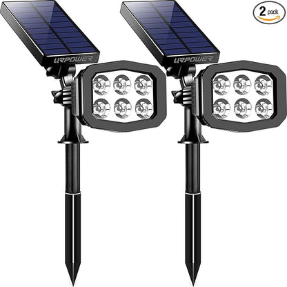 URPOWER Solar Lights Outdoor 2-in-1 Waterproof Solar Spotlight Auto On/Off Wall Lights Pathway Lights Landscape Lighting for Yard Garden Pool - Cool White (2 Pack)