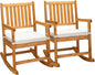 VINGLI Outdoor Rocking Chair, Weatherproof Rocker with Cushion, Wooden Rocking Bench Support 450 LBS for Patio, Yard, Garden, Outdoor or Indoors, Teak(2PCS)