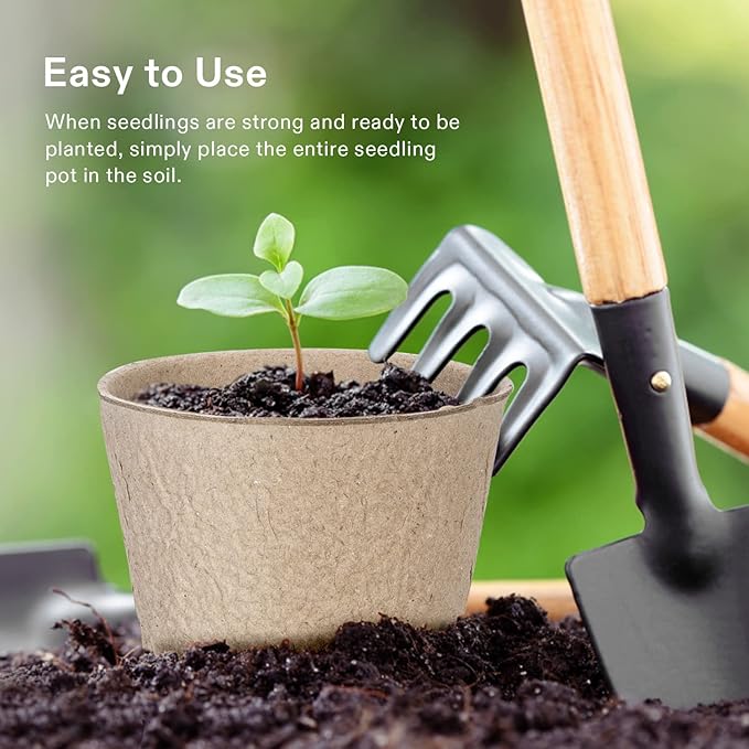 VIVOSUN Peat Pots, 30 Packs 3.15-Inch Seed Starting Pots with Drainage Holes, Round Nursery Pot, 20 Plant Labels for Flowers, Plants, Vegetables, 30Pcs
