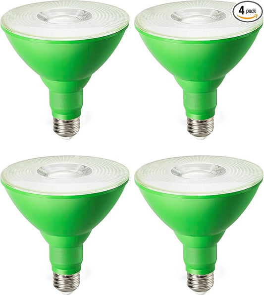 EDISHINE St.Patrick's Day/Easter Decorations PAR38 Green LED Flood Light Bulbs, Dimmable LED Light Bulb, 18W(120W Equivalent), Outdoor Weatherproof Light Bulb, E26 Base, 4 Pack