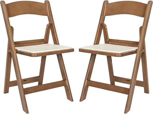 Flash Furniture Hercules Commercial Indoor/Outdoor Folding Event Chair, Wood Look, Weather-Resistant, Lightweight Design, Versatile Use, Set of 2, Chestnut