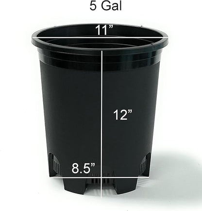 5 Gallon 6-Pack Large Plant Pots Nursery Tree Pot Plastic Planters for Outdoor Indoor Plants Gardening Flower Pots with Drainage Holes
