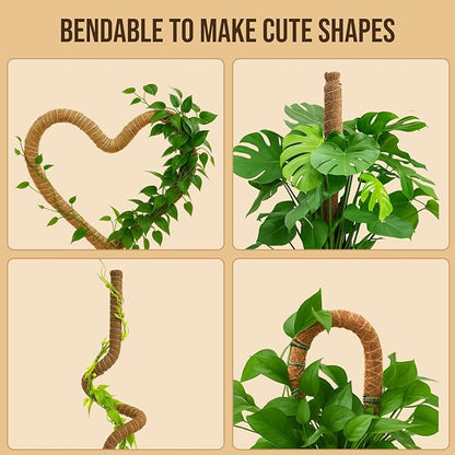 Moss Pole Monstera Plant Support – 2 Pack 28” Bendable Moss Pole Monstera Plant Support, Plant Stakes for Indoor Plants, Tall Plant Sticks Support for Climbing Plants