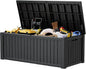 Outdoor Storage Box, Resin Deck Boxes Indoor and outdoor, Waterproof Storage Box Lockable Lid (Black,200 Gallon)
