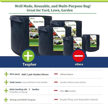 3-Pack 40 Gallon Thickened Plant Grow Bags Large (28x16 in) Heavy Duty Garden Bag Fabric Plant Pots for Potato,Tomato Planter,Herbs Veggies Planting,Flower Pots,Barrel Planter,Leaf Bag,Yard Waste Bags