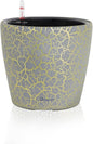 Dexceder 11x10 Inches Self Watering Planter Indoor Outdoor, Inner Pot Design, Thickened Table Flower Plant Pot with Water Level Indicator (Grey Gold Crackle)