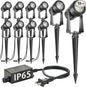 SUNTHIN Outdoor Landscape Lighting, 10 Pack Outdoor Spot Lights with Transformer for Yard, Plant, Lawn, Tree, Flags, House, Garden, Fence Use, IP65 Waterproof & Connectable