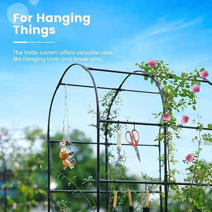 KING BIRD Raised Garden Bed with Arched Trellis Galvanized Planter Garden Box Outdoor for Gardening, Climbing Vegetables, Flowers 5.9x2.95x0.98 Ft 2PCS, Silver