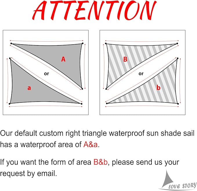 LOVE STORY Right Triangle 10'x18'x20.6' Waterproof Sun Shade Sail Canopy UV Block for Outdoor Patio Backyard Carport,Sand(We Make Custom Size)