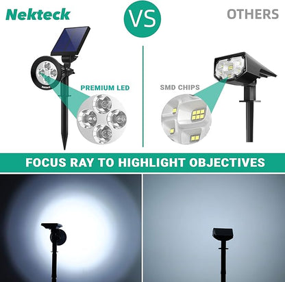 Nekteck 4 Pack Solar Lights,2-in-1 Outdoor Solar Spotlights Powered Adjustable Wall Light Landscape Lighting,Bright and Dark Sensing,Auto On/Off for Yard, Pathway, Walkway, Garden, Driveway