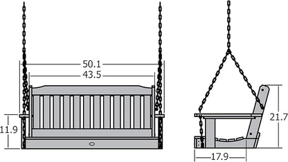 Highwood Lehigh Porch Swing, 4 Feet, Federal Blue