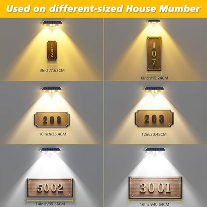 Solar Lights Outdoor for Mailbox, House Numbers, Address, Sign - 3000K/4000K/6000K 3 Modes, IP65 Waterproof Fence Lights, Solar Powered Dusk to Dawn Wall Light Outside (4 Pack)