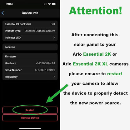 Solar Panel for Arlo Essential/XL Spotlight Cam (1st Gen), Essential 2K/2K XL (2nd Gen，3rd Gen), with 13FT Micro USB & Type-C Cables, 360° Adjustable Aluminum Mount, 1 Pack