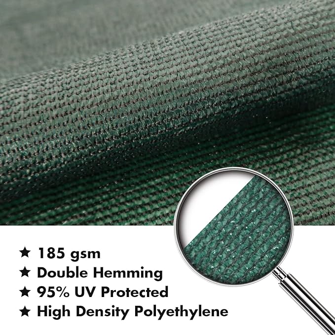 KANAGAWA 23'X24' Dark Green Custom Size Sun Shade Sail Rectangle UV Block Canopy Cover for Patio Backyard Lawn Garden Outdoor (Customized Available)