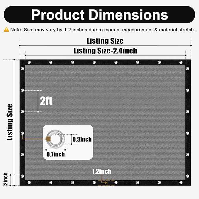 Artpuch 90% Sun Shade Cloth, 10 x 14 FT Pergola Shade Cover Canopy with Grommets, Sun Screen Fabric Tarp for Patio, Outdoor, Garden, Backyard, Light Grey