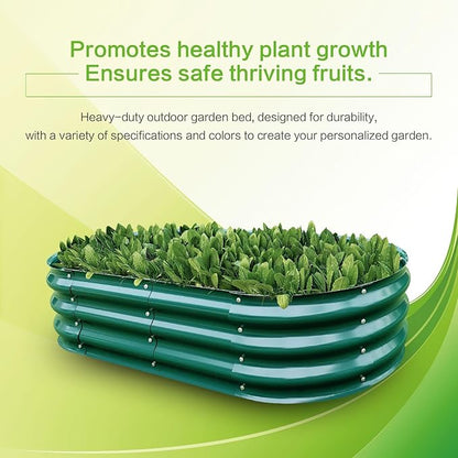 Gardmax Galvanized Raised Garden Bed, Lightweight Planter Boxes Outdoor with Easy Assembly, Large Garden Bed for Vegetables, Fruits, Flower Dark Green 8FT