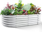 Land Guard 6x3x1.5ft Galvanized Raised Garden Bed Kit, Metal Planter Boxes Outdoor, Oval Metal Raised Garden Bed for Vegetables, Flowers (Silver)