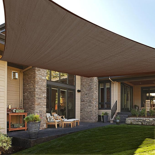LOVE STORY Custom Size 5'x10' Brown Sun Shade Sail Rectangle UV Block Canopy Patio Sail Sunshades Fabric for Outdoor Garden Carport (We Make Custom Size)