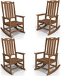 Oversized Rocking Chair Set of 4, Outdoor Rocking Chair for Adults, All Weather Resistant Porch Rocker for Lawn Garden, Wood