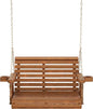 Amish Casual 3 Foot Roll Back Porch Swing with Cup Holders in Oak Stain - Amish Made in The USA from Treated Pine Heavy Duty 700 Lb. Weight Capacity