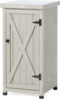 Outdoor Storage Cabinet for Patio, Garden Potting Bench Table with Shelves & Metal-Tabletop, Wooden Planting Work Station, Weatherproof