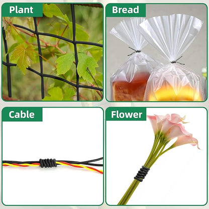Decoroca Soft Plant Ties for Support - 65.6' Reusable Waterproof Plant Wire, Garden Twist, Office Organization and Decoration Binding（3pcs/Black）