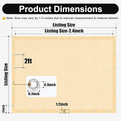 Artpuch 90% Sun Shade Cloth, 6 x 16 FT Pergola Shade Cover Canopy with Grommets, Sun Screen Fabric Tarp for Patio, Outdoor, Garden, Backyard, Wheat