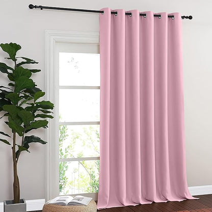 NICETOWN Blackout Sliding Glass Door Curtains, Room Darkening Thermal Insulated Curtains for Living Room Bedroom, Extra Wide Window Drapes, 1 Panel, W80 x L118, Rouge Pink