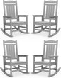 SERWALL HDPE Outdoor Rocking Chair Set of 4, Oversized Patio Rocking Chairs, All-Weather Porch Rockers for Adults, Light Gray