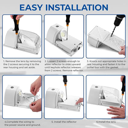 CINOTON 26W LED Wall Pack Light with Dusk to Dawn Sensor, 3000LM [100-277Vac] LED Wall Lights IP65 Waterproof Outdoor Security Flood Lighting for Garage Warehouse Garden 5000K-Daylight 2 Pack