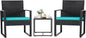 Flamaker Patio Set Outdoor Wicker Furniture, Modern Bistro Set with Rattan Chair and Coffee Table for Yard (Blue)